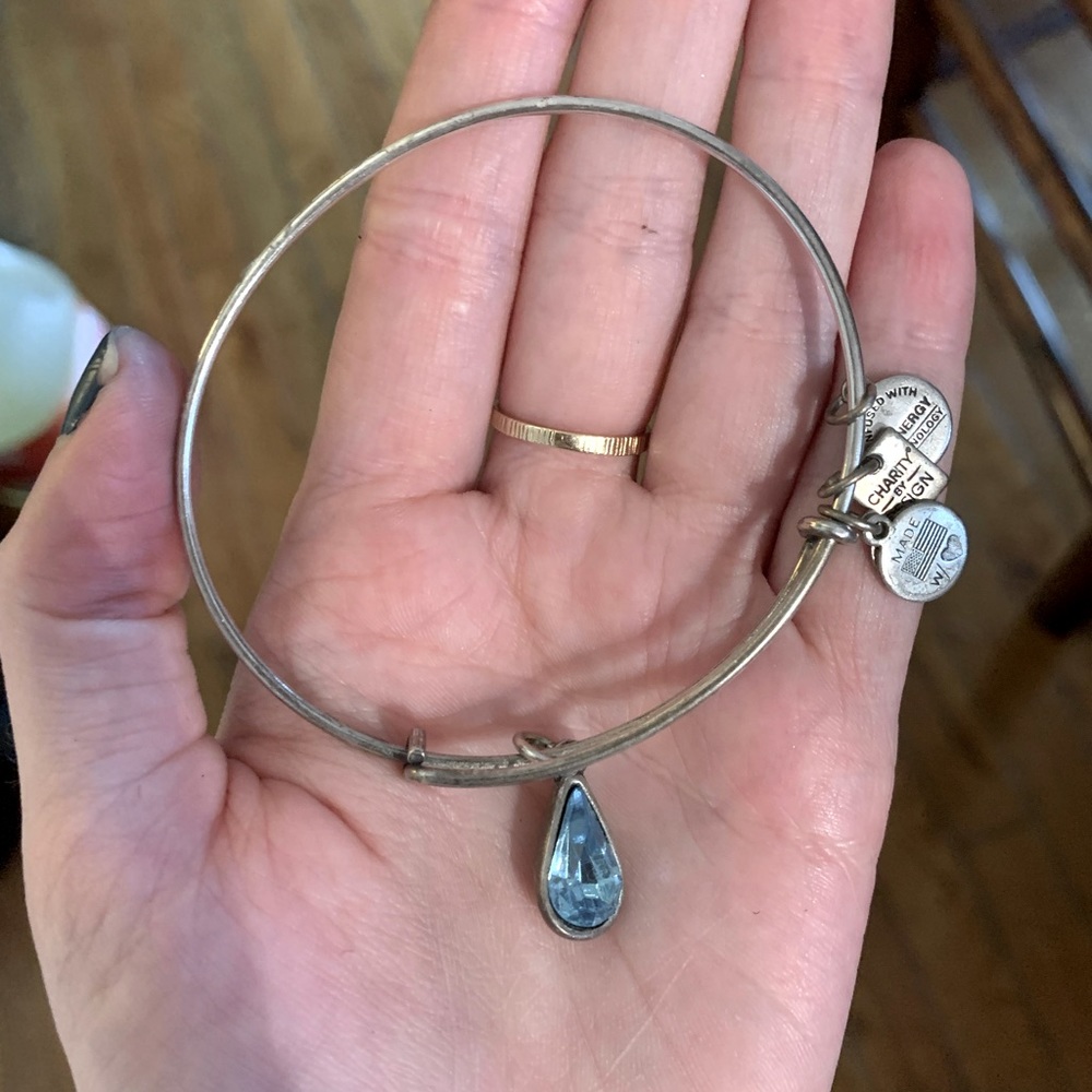 Alex and ani water drop blue gem bracelet